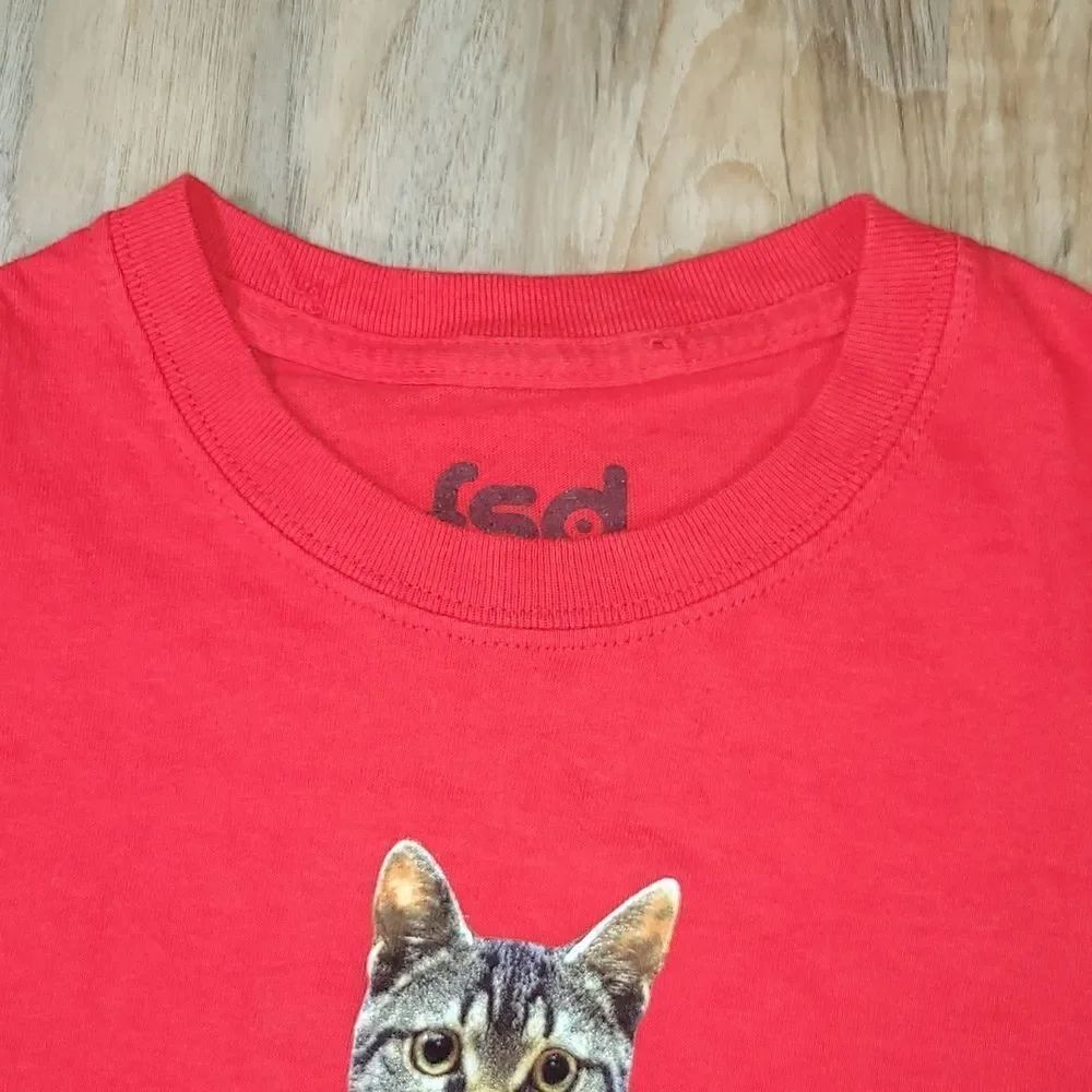 🔺️FSD Red Cat "Purrito" Short Sleeve Top Small - Picture 3 of 7